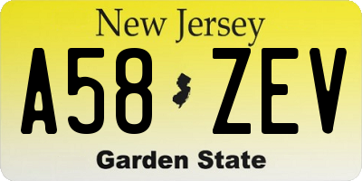 NJ license plate A58ZEV