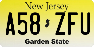 NJ license plate A58ZFU