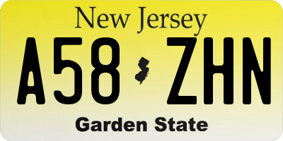 NJ license plate A58ZHN