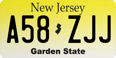 NJ license plate A58ZJJ