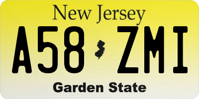 NJ license plate A58ZMI
