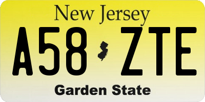 NJ license plate A58ZTE
