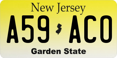 NJ license plate A59ACO