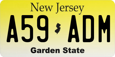 NJ license plate A59ADM
