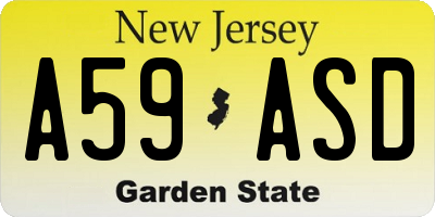 NJ license plate A59ASD