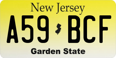 NJ license plate A59BCF