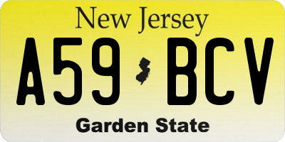 NJ license plate A59BCV