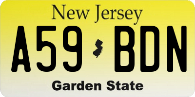 NJ license plate A59BDN