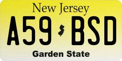 NJ license plate A59BSD