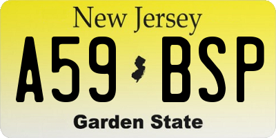 NJ license plate A59BSP
