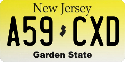 NJ license plate A59CXD