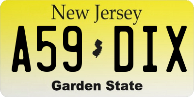 NJ license plate A59DIX