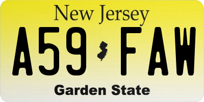NJ license plate A59FAW
