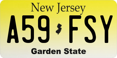 NJ license plate A59FSY
