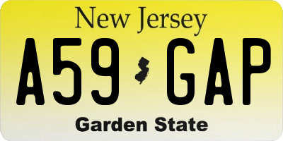 NJ license plate A59GAP