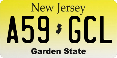 NJ license plate A59GCL