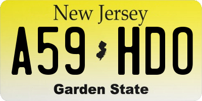 NJ license plate A59HDO