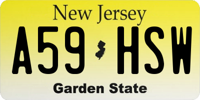 NJ license plate A59HSW