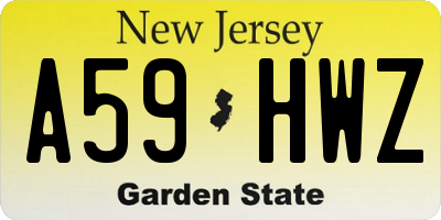 NJ license plate A59HWZ