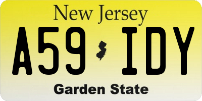 NJ license plate A59IDY