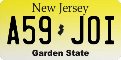 NJ license plate A59JOI