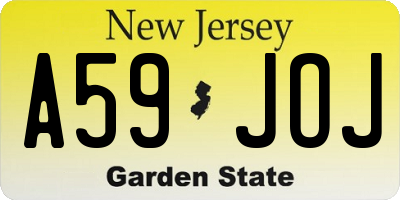 NJ license plate A59JOJ