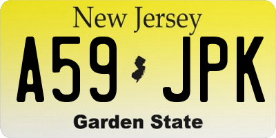 NJ license plate A59JPK
