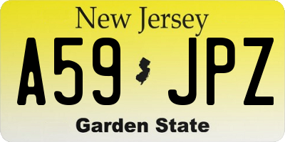 NJ license plate A59JPZ