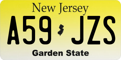 NJ license plate A59JZS