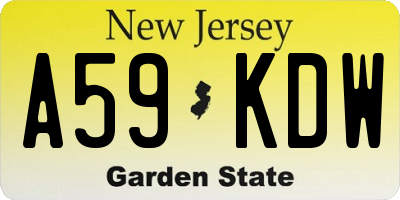 NJ license plate A59KDW