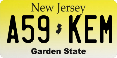 NJ license plate A59KEM