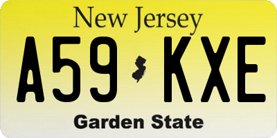 NJ license plate A59KXE