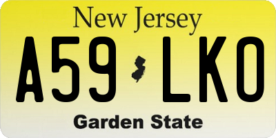 NJ license plate A59LKO