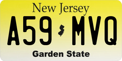 NJ license plate A59MVQ