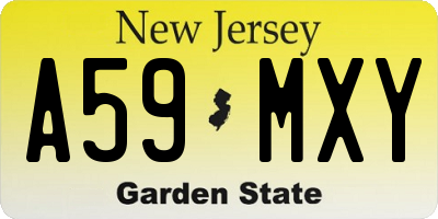 NJ license plate A59MXY