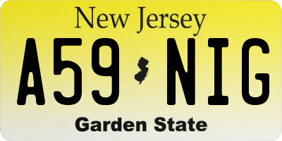 NJ license plate A59NIG