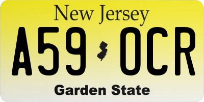 NJ license plate A59OCR