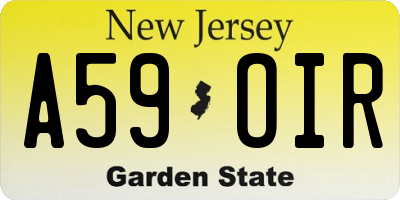 NJ license plate A59OIR