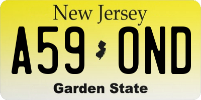 NJ license plate A59OND