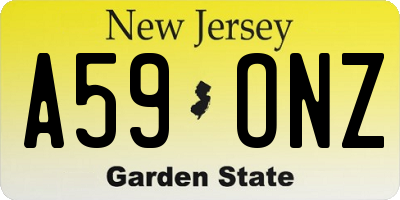NJ license plate A59ONZ