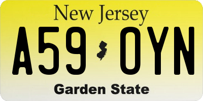 NJ license plate A59OYN