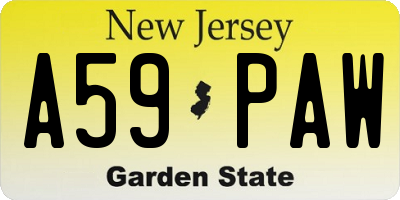 NJ license plate A59PAW