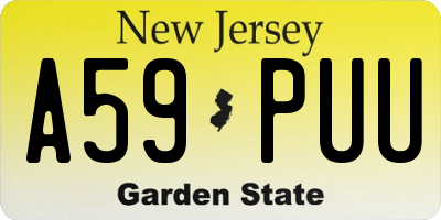 NJ license plate A59PUU