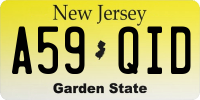 NJ license plate A59QID