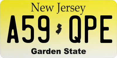 NJ license plate A59QPE