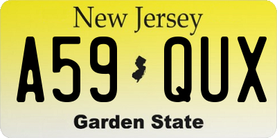 NJ license plate A59QUX