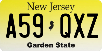 NJ license plate A59QXZ