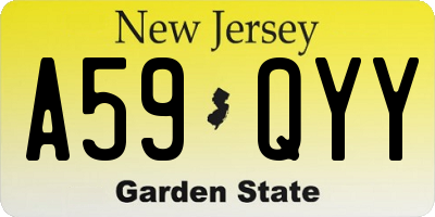 NJ license plate A59QYY