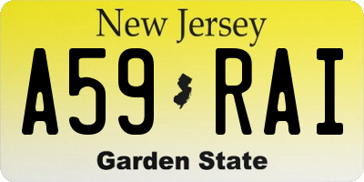 NJ license plate A59RAI