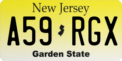 NJ license plate A59RGX